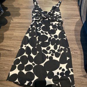 White LE CHÂTEAU Dress With Black Polkadots, Size XX-Small